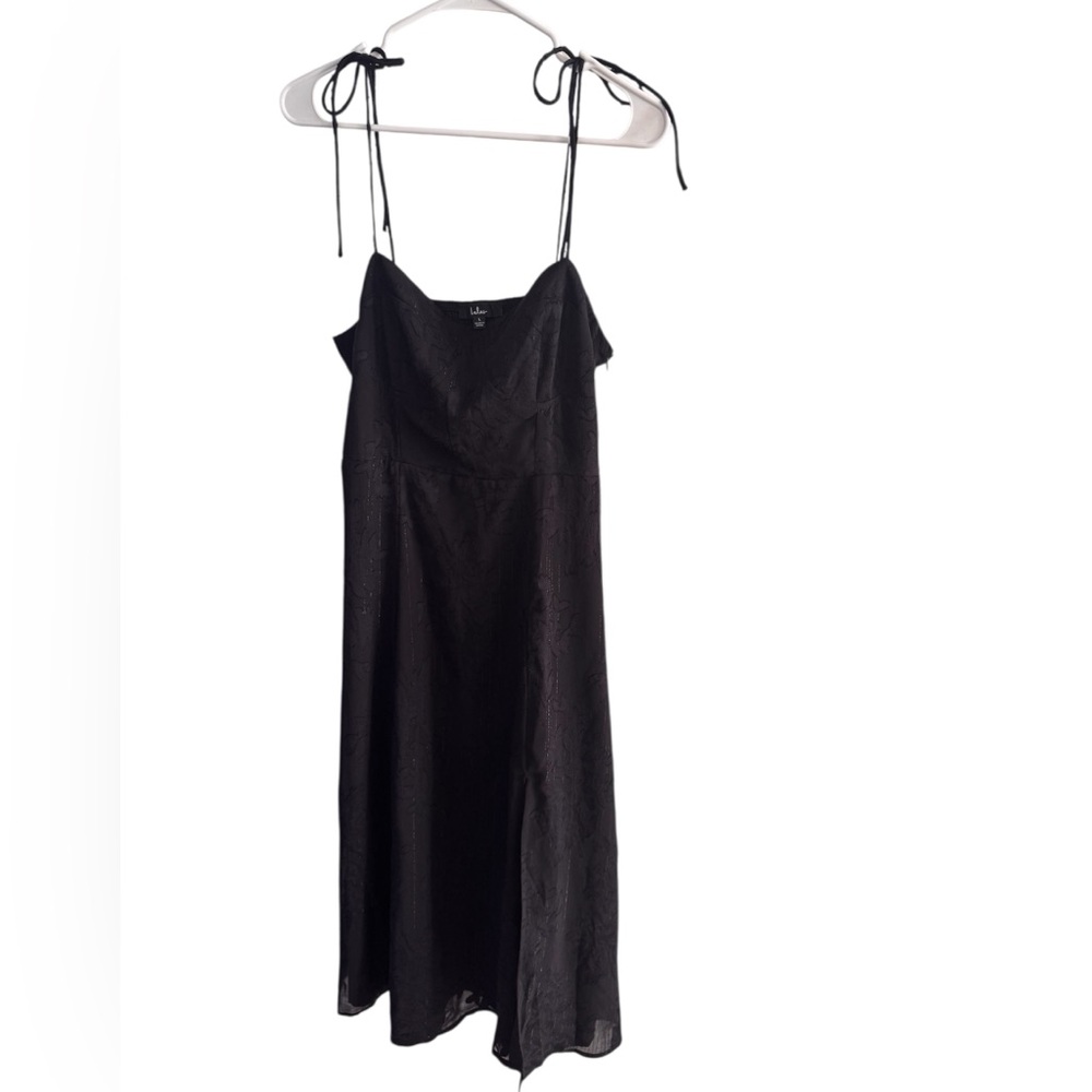 Lulu's Black Midi Dress with Spaghetti Straps